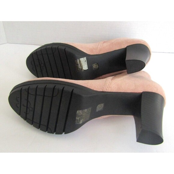 Allegra K Chelsea Ankle Boot NWOB Pink Faux Suede Round Toe Block Heels 7 - Picture 10 of 11